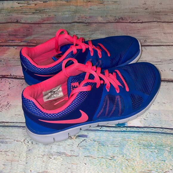 NIKE Youth Blue Hot Pink Flex Running Shoe - US 6.5Y / EU 39 / UK 6 - Picture 5 of 13